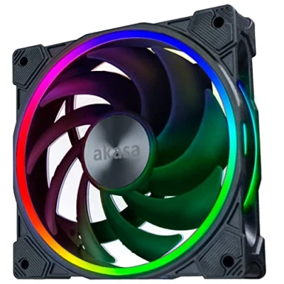 Image of Akasa SOHO AR14, 140mm 4 Pin PWM ARGB PC Cooling Fan, Low noise Computer Case 5V Motherboard Compatible, Heatsink and Radiator, Black, AK FN119