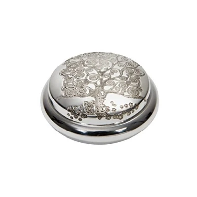 Image of Wentworth Pewter Tree of Life Klimt Inspired Round Trinket Box, Pill Gift Diameter:85mmH:35mm