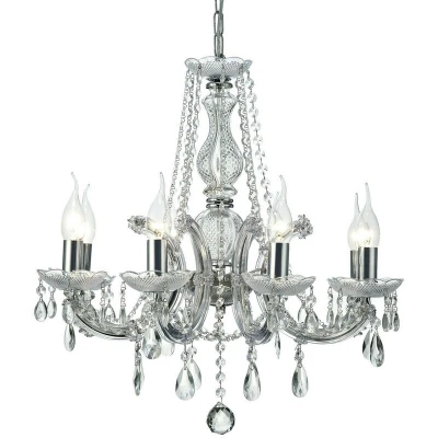 Image of Gabrielle Chandelier Acrylic Sconce &amp; Glass Crystal Droplets 8 Light E14 Polished Chrome Finish