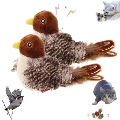 Image of Simulated Chirping Bird Cat Toy Flapping, Flatering Toy, Interactive Flapping Tweeting Toy,Toy For Cats To Play Alone, Indoor