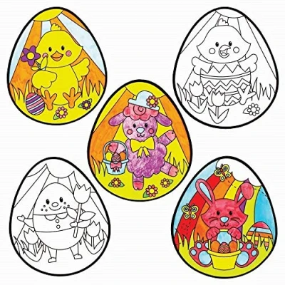 Image of Baker Ross Easter Colour In Window Decorations Pack of 12, Crafts for Kids (AX711)