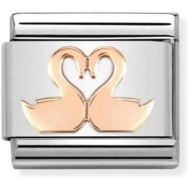 Image of Nomination Rose Gold Swan Heart Charm