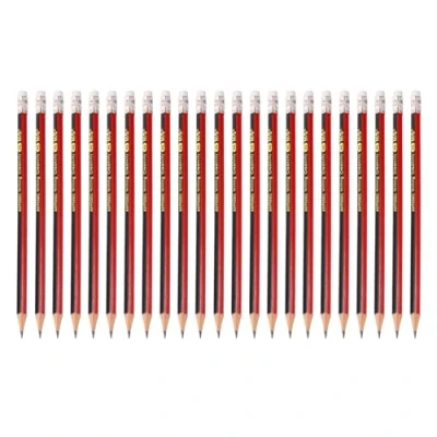 Image of M&amp;G Wooden Hexagonal Pencils, 24 Pcs HB Pencils Graphite Round with Eraser for Classroom Teacher Office Supplies, Red Black