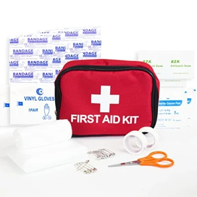 Image of Clay Roberts First Aid Kit, Red, Compact Kit Bag, Bandages, Dressing Pads Plasters, Emergency &amp; Medical Supplies 1st Bag for Travel, Red Camping, Travel Kits