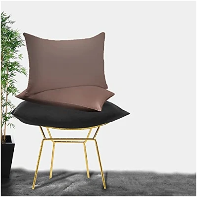 Image of Percale Housewife Pillow Case Set Luxury Plain Dyed Polycotton Cover Standard 50 x 75 Envelope Closure Cases Choco