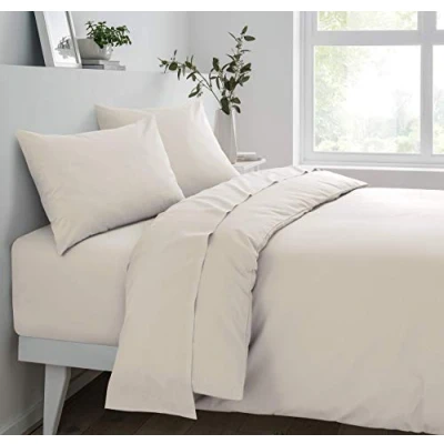 Image of Sleepdown Polycotton Fitted Sheet Natural, Double