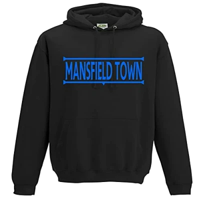 Image of Amelia Gould Apparel Mansfield Town Legends Gift Premium Mens Hoodie Large Blue/Black