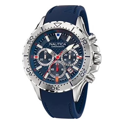 Image of Nautica Men&#039;s NST Chrono Blue Silicone Strap Watch (Model: NAPNSF201),
