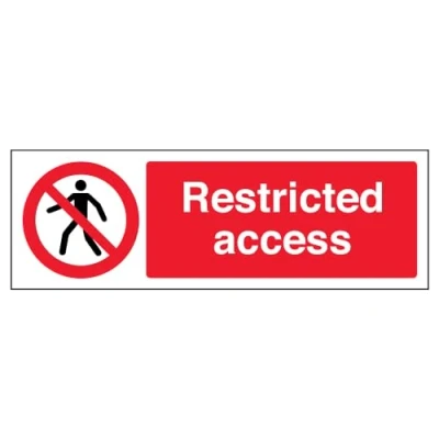 Image of V Safety Restricted Access Warning Sign 300mm x 100mm Self Adhesive Vinyl