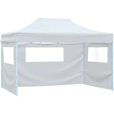 Image of vidaXL Professional Folding Party Tent with 3 Sidewalls 3x4 m Steel White