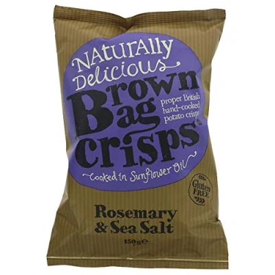 Image of BROWN BAG CRISPS Rosemary &amp; Sea Salt 10 x 150g (UK)