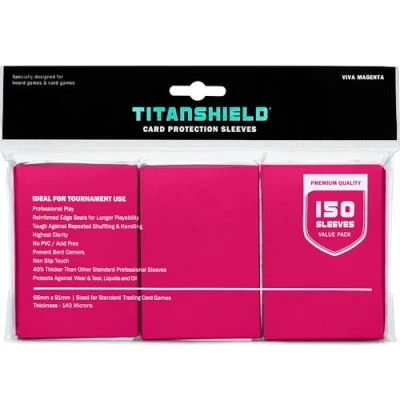 Image of TitanShield Premium Viva Magenta 150 Sleeves Standard Size Board Game Trading Card Deck Protector for Magic The Gathering MTG, Baseball Collection, Dropmix