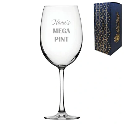 Image of Personalised Engraved Mega Pint Glass, Fits a Whole Bottle of Wine, 26oz, Funny Novelty Birthday Gift, Bold Design, in The UK