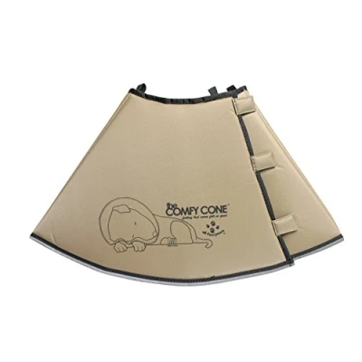 Image of All Four Paws The Original Comfy Cone, Soft Pet Recovery Collar with Removable Stays, Medium Extra Long, Tan