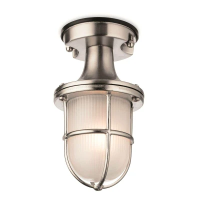Image of Nautic 1 Light Outdoor Flush Nickel with Frosted Glass IP54, E27