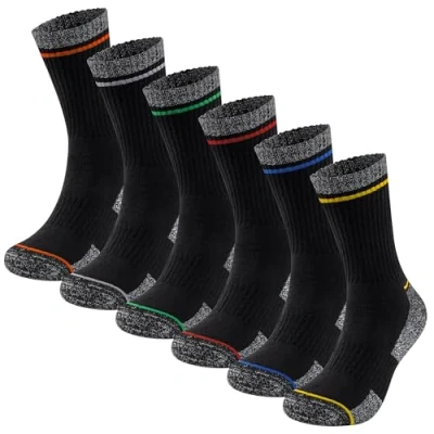Image of The Essentials Wardrobe Mens 6 Pack Work Socks Black Thin Stripe UK 11/EU 39 45