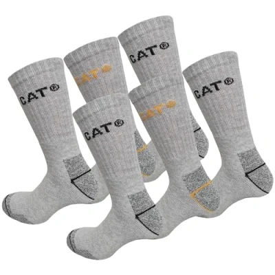Image of Caterpillar 6 Pairs Men&#039;s Work Socks Accident Prevention Reinforced Heel and Toe Cotton Sponge (Light Grey, 9)