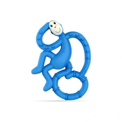 Image of Matchstick Monkey, Antimicrobial Silicone Teether, Easy To Grip, BPA Free, 3 Months Old+, 10 cm, Blue Mini Monkey