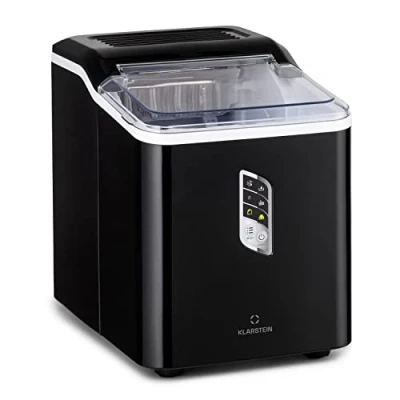 Image of Klarstein Small Ice Maker Machine, Counter Top Machine For Home and Kitchen, 1.5L Capacity, Fast Operation, Makes 12kg of Ice, Large Sized Bullets, Self Cleaning Cube