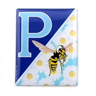 Image of Billet One front Badge Overlay 3D Decal domed for the (horncasting) Blue Daisies and Mio Wasp logo compatible with Vespa GTS models