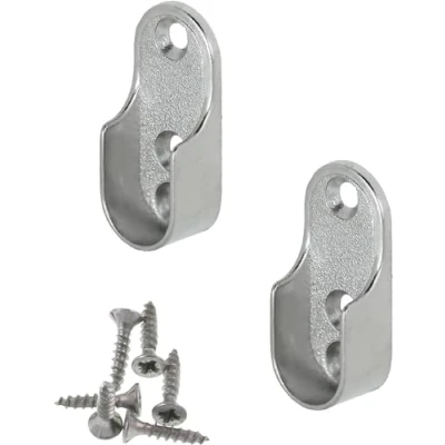 Image of Gedotec Oval Wardrobe Rail Bearing Bracket for Clothes OVA Pack of 4 Metal Holder Rod Nickel Plated Steel Hanger Wall Mounting