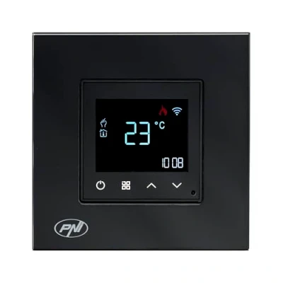 Image of PNI Smart thermostat CT25B WiFi for gas heating plant, recessed mounting, 16A, control from the Tuya application, daily programming, manual/automatic mode, black color