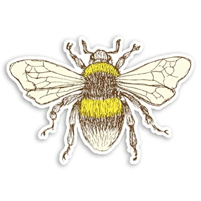 Image of 2 x 10cm Vintage Bumble Bee Drawing Vinyl Stickers Art Laptop Sticker #34608 (10cm Wide)