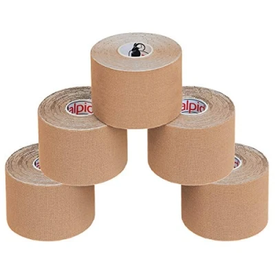 Image of ALPIDEX 5 Rolls Kinesiology Tape Many Colors m x cm Application Examples E Book Skin Friendly Muscle Support Elastic Strapping Tape, Colour:Skin Coloured
