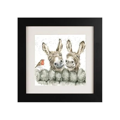 Image of Wrendale Designs &quot; Hee Haw Donkey&#039;s At The Wall Various Frame Colours (Black)