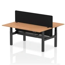 Image of Air B2B 1800x800mm Adjustable 2P Bench Desk CP Oak/Black + Screen