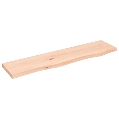 Image of vidaXL Solid Oak Wood Untreated Wall Shelf Bracket Live Edge Design, Versatile Floating Shelf/Desk/Table Top, 80x20 cm for Office/Kitchen/Living Room