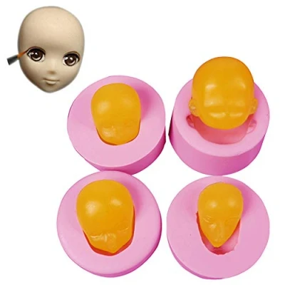Image of WonDerfulC 4pcs Silicone Human Head Mould Fondant Face Moulds Model Doll Mold Making Cake Clay Resin Candle Soap Molds