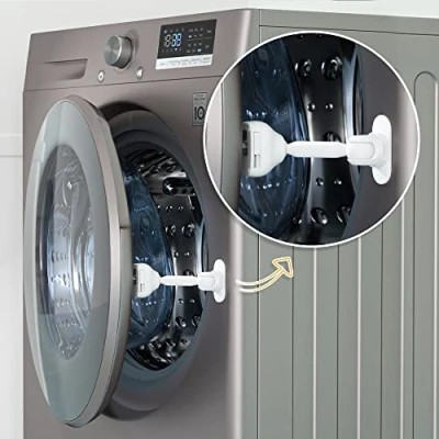 Image of SAFELON 2 Pcs Child Proof Front Load Washer Door Prop, Baby Safety Washing Machine Lock, &amp; Dryer Holder (White)