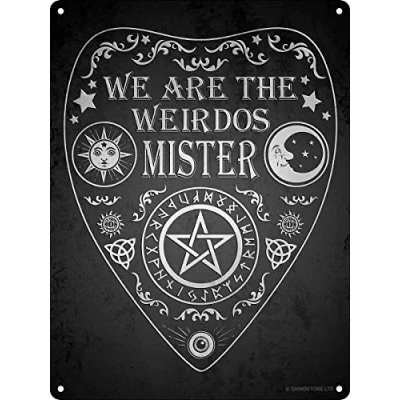 Image of Grindstore We Are The Weirdos Mister Ouija Mini Tin Sign 15 x 20cm