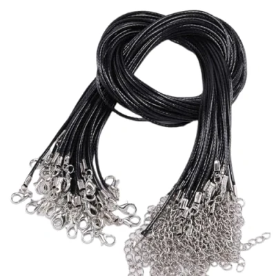 Image of xbiez 1.5mm Tarpaulin Waxed Cord Lobster Clasp Rope Braided Adjustable for Jewelry Making DIY Necklace Bracelets