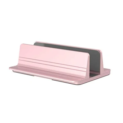 Image of GUOCU Vertical Laptop Stand, Aluminum Alloy Desk Holder Space Saving Stand Compatible with iPad Pro/MacBook Air/MacBook Pro/Surface Pro and Other Notebook，Pink,15X9.5X4.6cm