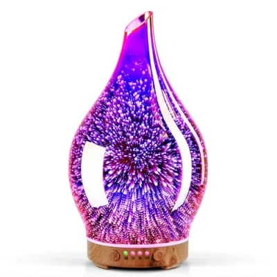Image of Porseme 100ml Rose Gold 3D Glass Scented Oil Diffuser,Ultrasonic Aromatherapy Humidifier, Color Changing Cool Mist Essential Diffuser with Timer, BPA Free and Waterless Auto off for Home Office