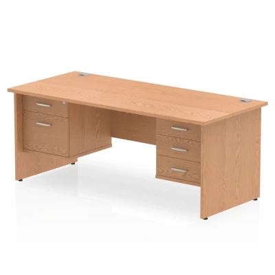 Image of Impulse 1600 Rectangle Panel End Leg Desk Oak 1 x 2 Drawer MI002720