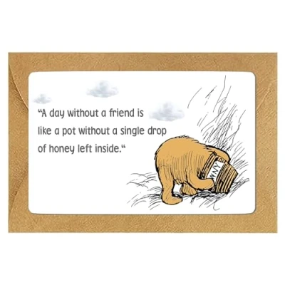 Image of Just Printed Sentimental Pooh Love Message Metal Wallet Gift Card Best Friend Note (with Heart Envelope)