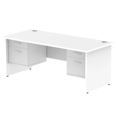 Image of Impulse 1800x800mm Desk White Top Panel Leg 2x2 Drawer Fixed Pedestal