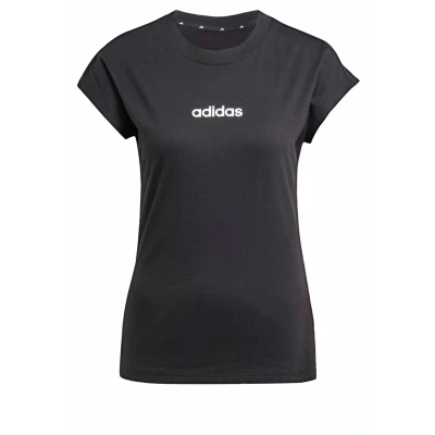 Image of adidas Women&#039;s Essentials Linear Cotton T Shirt, Black/White, S