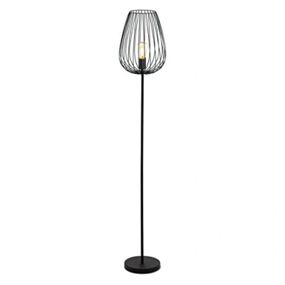 Image of Eglo Newtown Vintage Floor Light, Black Steel Living Room Standing lamp with Foot Switch, E27 Socket