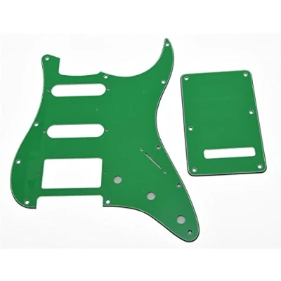 Image of KAISH 11 Hole Strat Style HSS Pickguard ST Back Plate Tremolo Trem Cover for USA/Mexico Stratocaster/Strat Green 3 Ply