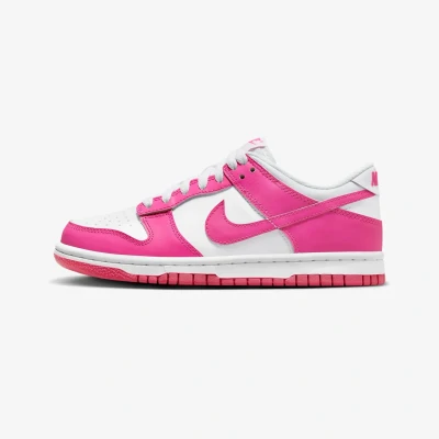 Image of Nike Sportswear DUNK Unisex Trainers for kids, Size: 5, White/laser fuchsia leather and imitation