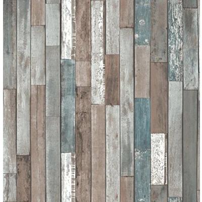 Image of Fine Decor FD40888, Wood Planks Wallpaper Blue, 10m long x 0.52m wide