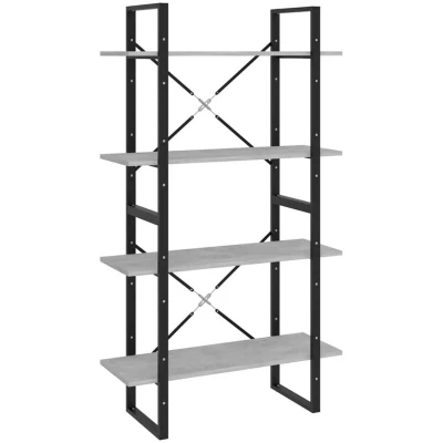 Image of vidaXL 4 Tier Book Cabinet Concrete Grey 80x30x140 cm Engineered Wood