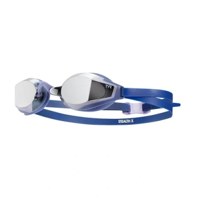 Image of TYR Stealth X Race Mirrored Adult Swim Goggles, Silver/purple/navy, one size