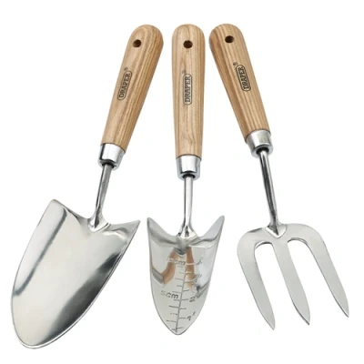 Image of Draper Stainless Steel Hand Fork and Trowels Set with Ash Handles (3 Piece)