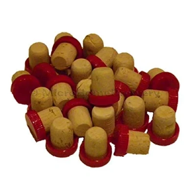 Image of Plastic Top Corks 24pk RED Wine Bottle Press Tops Homebrew Cider Making