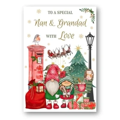 Image of Second Ave Nan &amp; Grandad Christmas Winter Postbox Xmas Holiday Festive Greetings Card